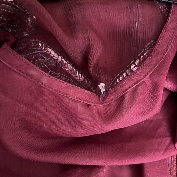 Vintage 90s Jennifer by KVM Party Dress Size M Cranberry Sequin Embroidered Silk - Picture 13 of 16